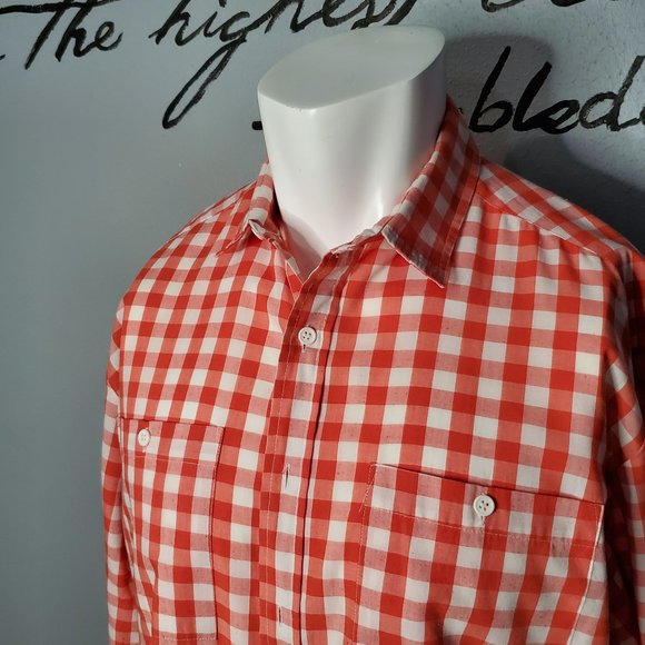 Vintage Mergers Red Buffalo Check Men's Long Sleeve Top, L - Picture 3 of 6